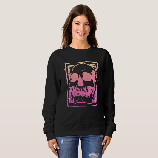 Sweatshirt Pastel Goth Glitch Skull Grunge Emo Vaporwave Skul (Devant entier)