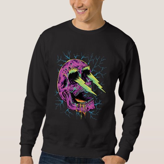 Sweatshirt Pastel Goth Lightning Skull Head Grunge Core Gothi (Devant)