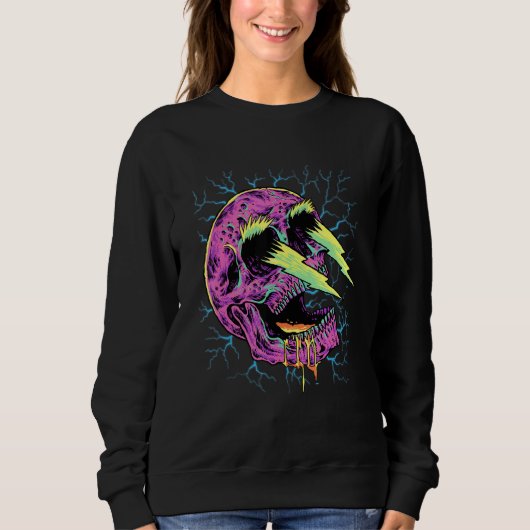 Sweatshirt Pastel Goth Lightning Skull Head Grunge Core Gothi (Devant)