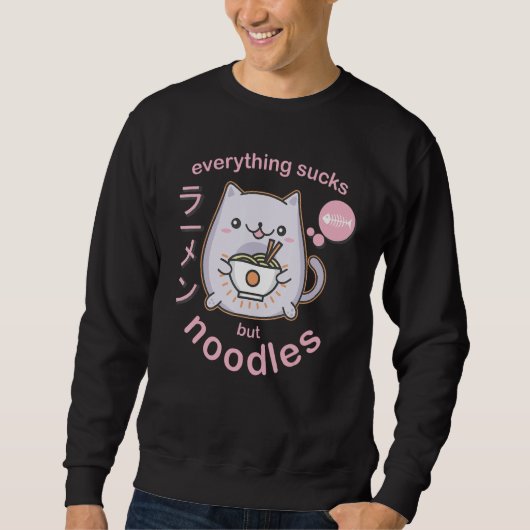 Sweatshirt Pastel Goth Ramen Noodle Chat - Cadeau (Devant)