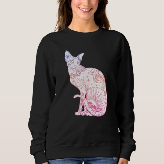 Sweatshirt Pastel Goth Sphynx Chat Kitten Wicca Sorcière Tato (Devant)