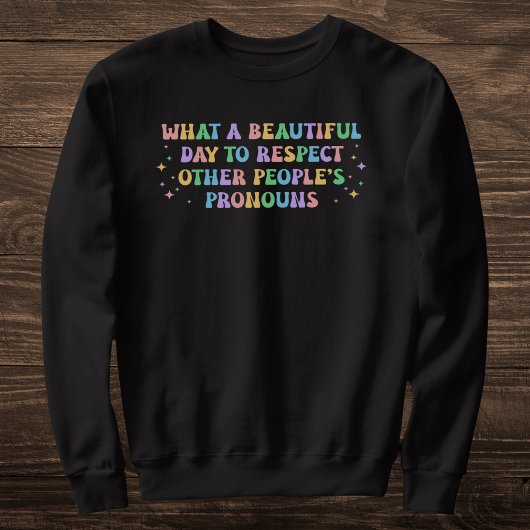 Sweatshirt Pastel Rainbow Pronoun Respect