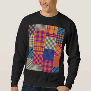 Sweatshirt Patchwork textile : motif vintage transparent.