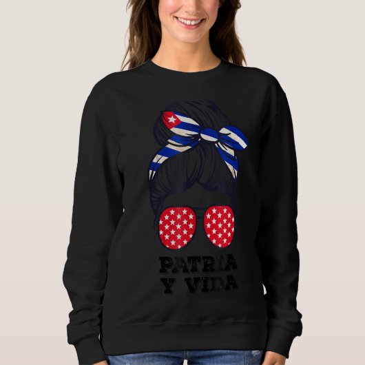 Sweatshirt Patria Y Vida Patriotique Femmes Libres Cuba (Devant)