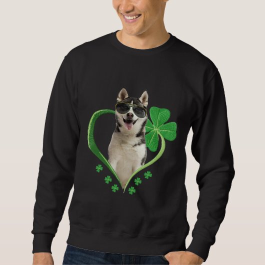 Sweatshirt Patrick Day Sibérie Husky Chien Drôle Shamrock Pup (Devant)