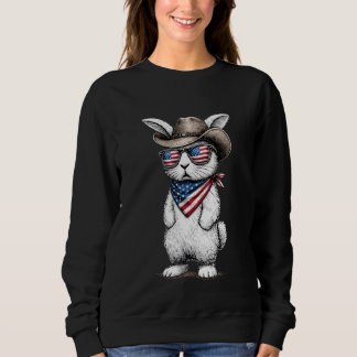 Sweatshirt Patriotic American Bunny Cowboy Face Easter Day