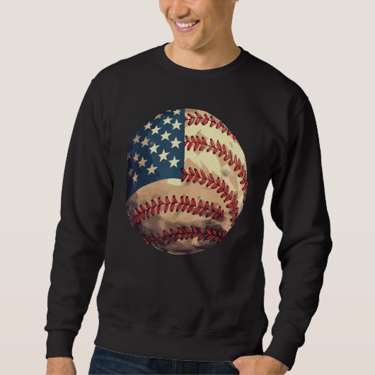 Sweatshirt Patriotic Baseball 4th Of July USA American Flag (Devant)