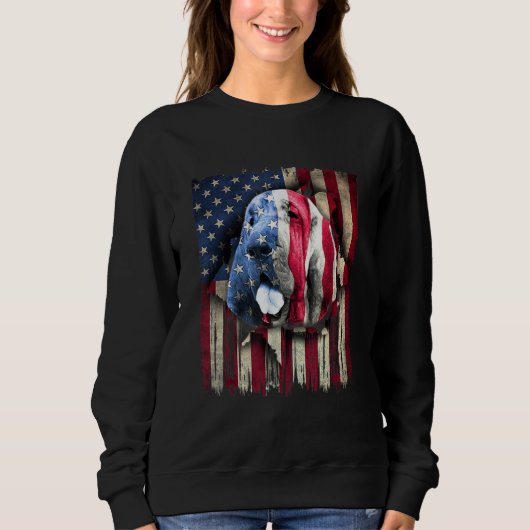 Sweatshirt Patriotic Bloodhound American Flag USA Dog (Devant)