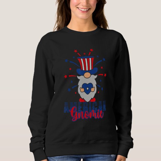 Sweatshirt Patriotic Gnome 4th Of July American Gnomie (Devant)