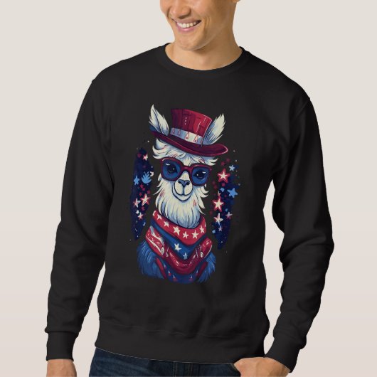 Sweatshirt Patriotic Llama 4th Of July (Devant)