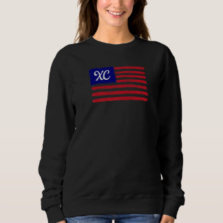 Sweatshirt Patriotic XC Cross Country Running American Flag U