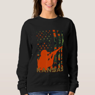 Sweatshirt Patriotique chasse à la caille papa Kansas Upland