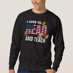 Sweatshirt Patriotique J'AIME LIRE ET ENSEIGNER America Drape