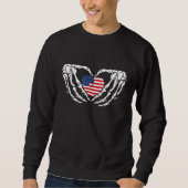 Sweatshirt Patriotique Skeleton Heart America Drapeau Hallowe (Devant)