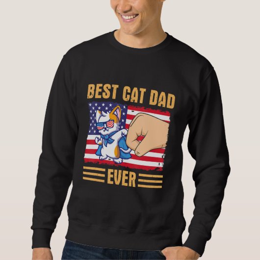 Sweatshirt Paw Touching Hand US Flag America Best Cat Dad Eve (Devant)