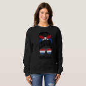 Sweatshirt Pays-Bas Messy Bun Cute Dutch Flag Pride Femmes (Devant entier)