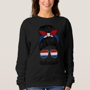 Sweatshirt Pays-Bas Messy Bun Cute Dutch Flag Pride Femmes