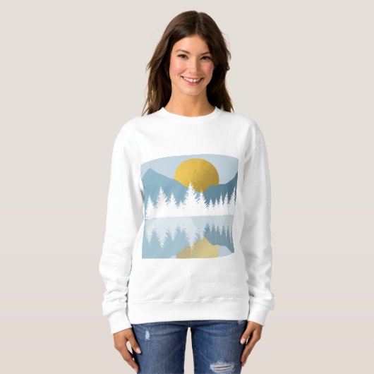 Sweatshirt Paysage Abstrait Soleil d'hiver d'or (Devant entier)