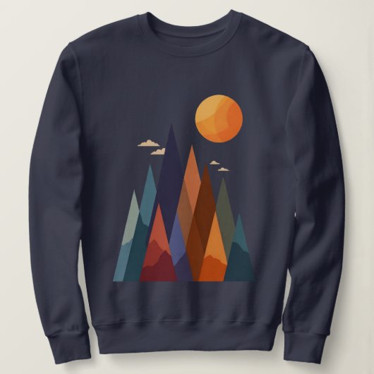 Sweatshirt Paysage avec montagnes et soleil (Design devant)