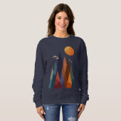 Sweatshirt Paysage avec montagnes et soleil (Devant entier)