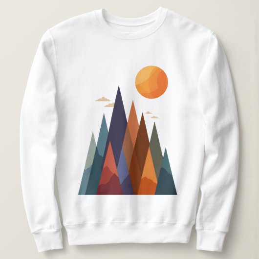 Sweatshirt Paysage avec montagnes et soleil (Design devant)