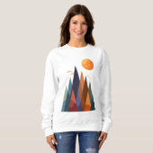 Sweatshirt Paysage avec montagnes et soleil (Devant entier)