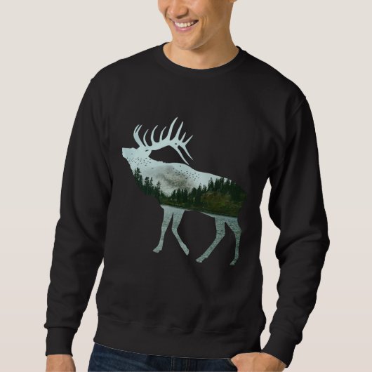 SWEATSHIRT PAYSAGE NATUREL DE CERFS (Devant)