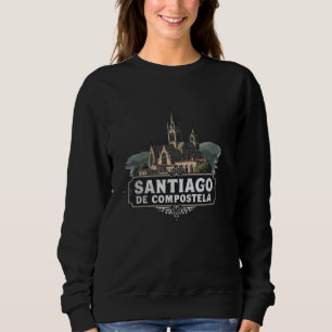 Sweatshirt Paysage Rétro de Saint-Jacques-de-Compostelle Souv