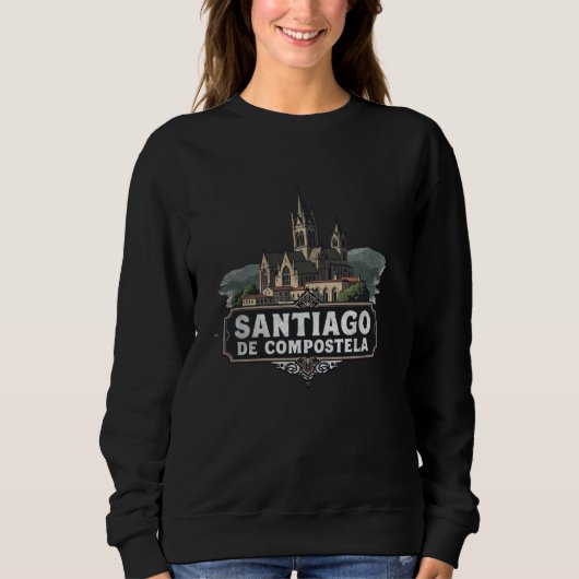 Sweatshirt Paysage Rétro de Saint-Jacques-de-Compostelle Souv (Devant)