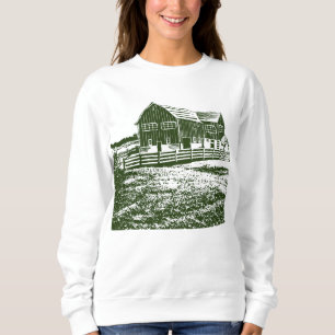 Sweatshirt Paysage rural maison de ferme de style coupe
