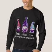 Sweatshirt Peace Hope Love Gnomes Alzheimer's And Brain Aware (Devant)