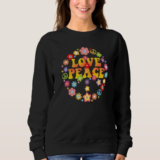 Sweatshirt Peace Love 60s les années 70 Cravate Die Costume h (Devant)