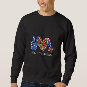 Sweatshirt Peace Love America 4 juillet États-Unis drapeau gr