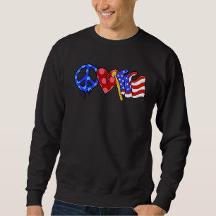 Sweatshirt Peace Love America 4 juillet Independence Day Us