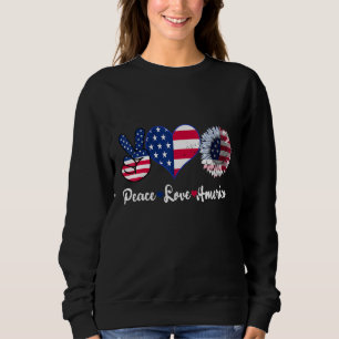 Sweatshirt Peace Love America 4 juillet Patriotic Tournesol H
