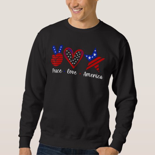 Sweatshirt Peace Love America Happy 4 juillet Independence Fr (Devant)