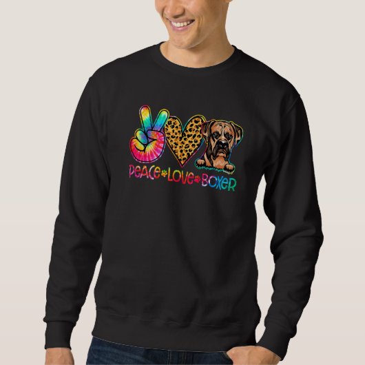 Sweatshirt Peace Love Boxer Tie Dye Chien (Devant)