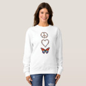 Sweatshirt Peace Love Butterfly Art | Colorful Graphic Print (Devant entier)