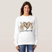 Sweatshirt Peace Love Corgi Funny Chien Maman Fête des Mères  (Devant entier)