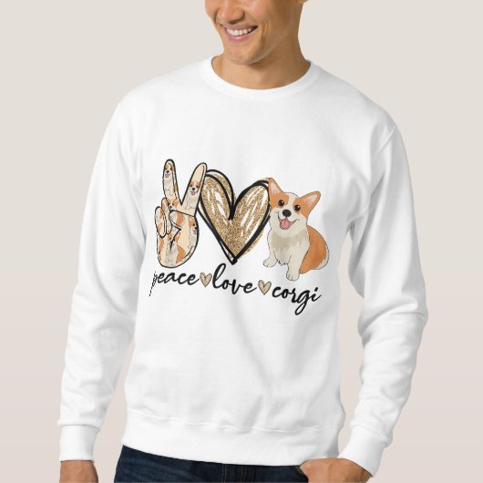 Sweatshirt Peace Love Corgi Funny Chien Maman Fête des Mères (Devant)