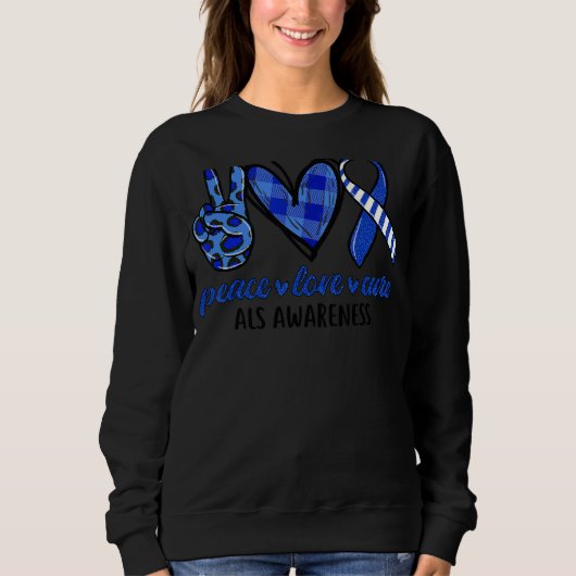 Sweatshirt Peace Love Cure aussi Mois de sensibilisation (Devant)