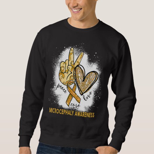 Sweatshirt Peace Love Cure Bleached Microcéphalie Sensibilisa (Devant)