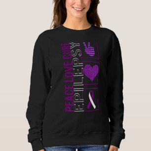Sweatshirt Peace Love Cure Epilepsy Awareness Ribbon Warrier