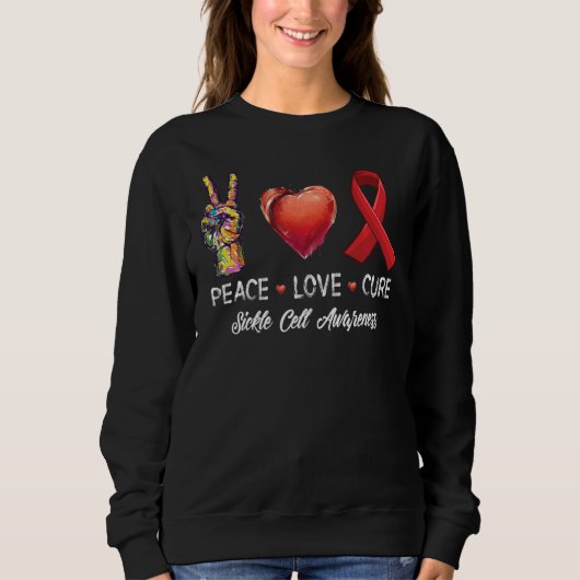 Sweatshirt Peace Love Cure Sickle Cell Sensibilisation Hommes (Devant)