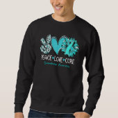 Sweatshirt Peace Love Cure Sunflower Teal Ribbon Scleroderma  (Devant)
