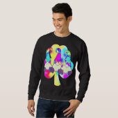 Sweatshirt Peace Love Gnome Arc-en-ciel Clover Hippie Gnome D (Devant entier)