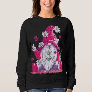 Sweatshirt Peace Love Gnome Lady Bugs Hippie Gnomes Daisées D