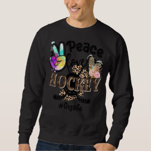 Sweatshirt Peace Love Hockey Gigi Life Maman Grand-mère Leopa