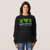 Sweatshirt Peace Love Hope Mental Health Awareness Green Ribb (Devant entier)
