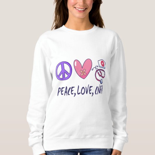 Sweatshirt Peace Love Infirmière de la CNFA (Devant)
